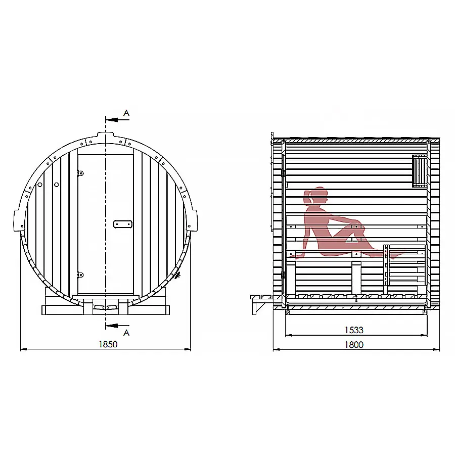 Model Smart Fassauna Kiefernholz inkl. E-Ofen – Bild 5