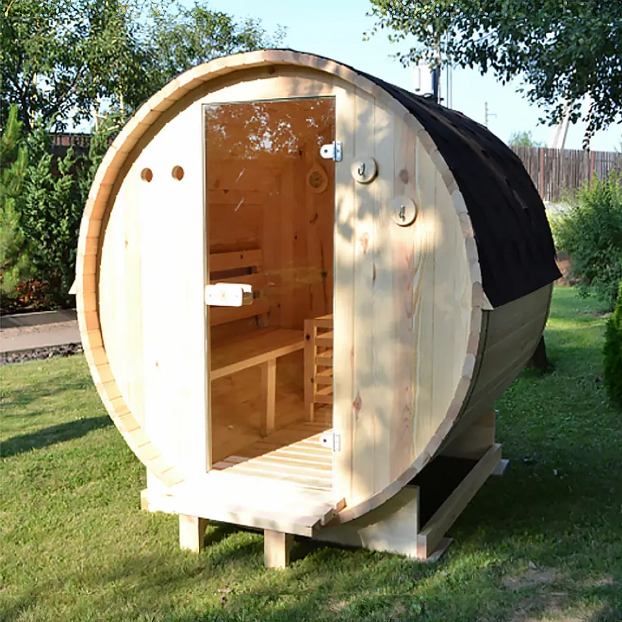 Model Compact Fassauna Kiefernholz inkl. E-Ofen