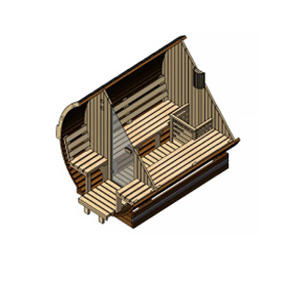 Modell Standart Fassauna Kiefernholz inkl. E-Ofen – Bild 2