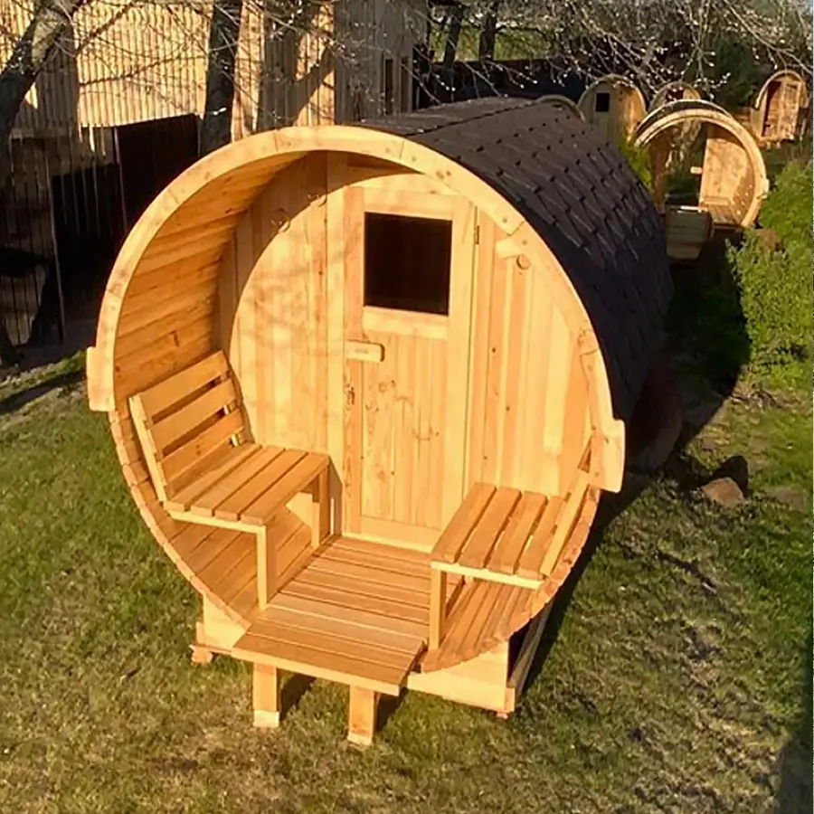 Model Compact EXTRA Fassauna Kiefernholz inkl. E-Ofen