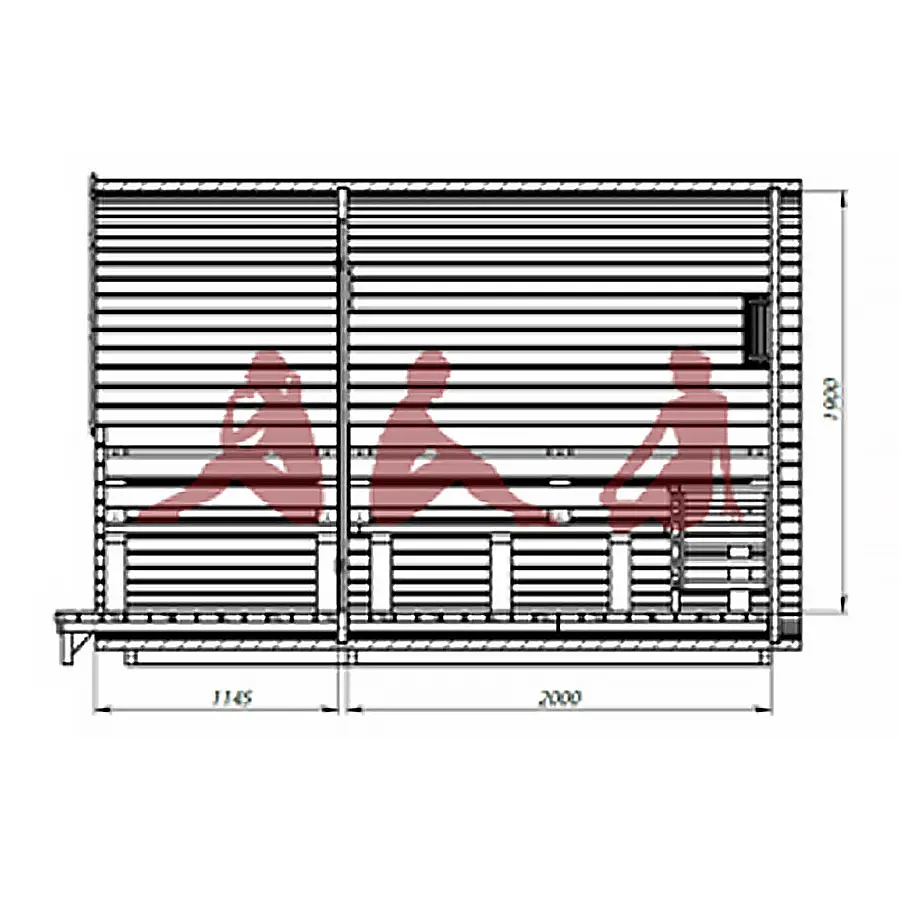 Model Compact EXTRA Fassauna Kiefernholz inkl. E-Ofen – Bild 3