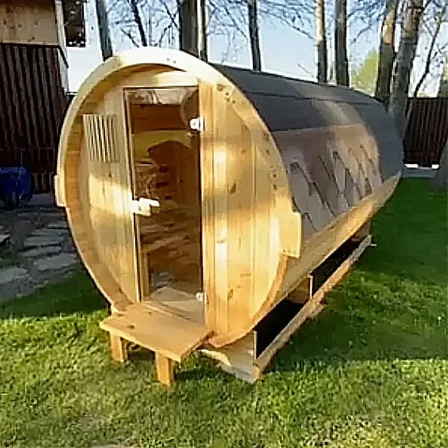 Modell "King Size" Fassauna Kiefernholz inkl. E-Ofen