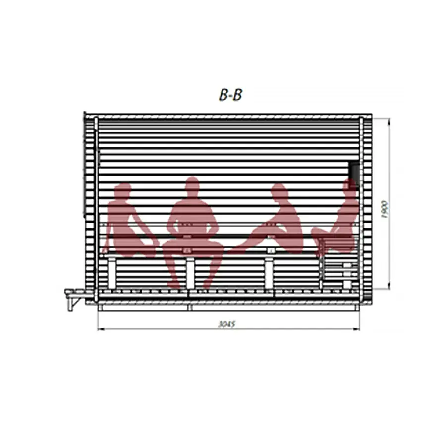 Modell "King Size" Fassauna Kiefernholz inkl. E-Ofen – Bild 5