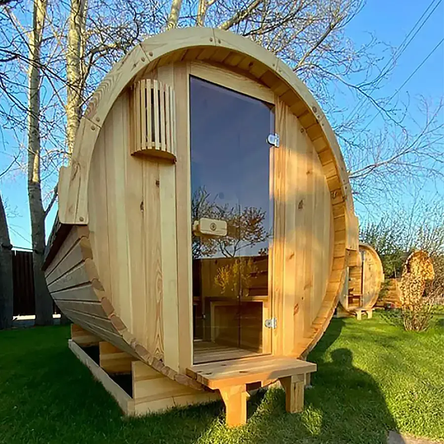 Modell Standart Plus Fassauna Kiefernholz inkl. E-Ofen